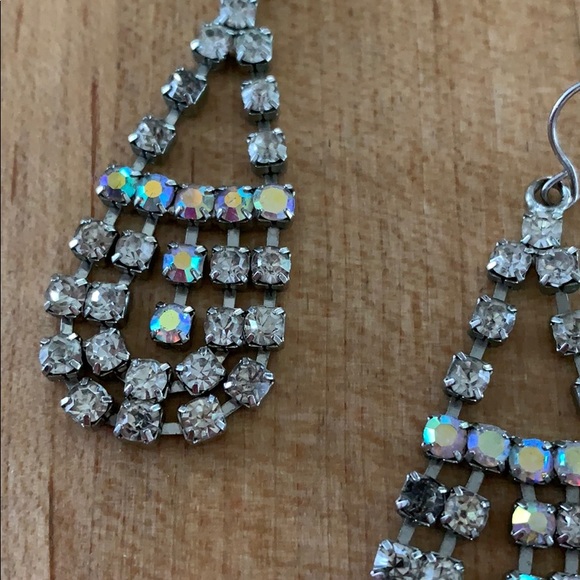 Iridescent and clear stone bling dangle earrings - Picture 2 of 3